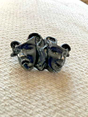 Vintage black brooch comedy - , &