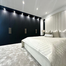 6 X Fitted Wardrobe Doors - Ex-display Fluted Design Finished In Matt Black Oak 