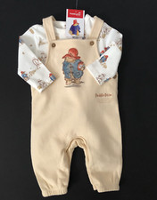 Baby Unisex Paddington Bear Beige Dungaree Set 0/3 Months