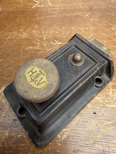 Antique rim door lock - antique, latch