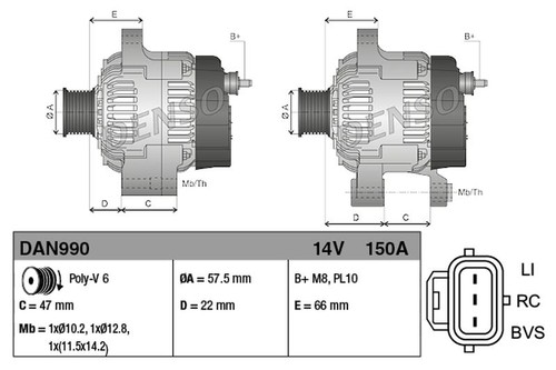 Denso alternator dan990 - denso,