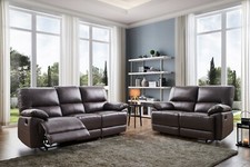 Brown Genuine Leather 3 Seater