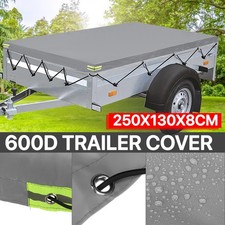 8 ft x 4 ft Heavy Duty Trailer Cover Waterproof With Rubber Belt 250x130x8cm