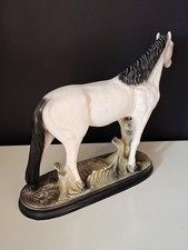 Vintage White Horse Porcelain Figurine Large Matt Ornament Stallion Collectible