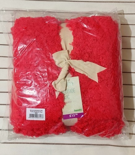 Red fluffy bedside rug for - red,