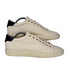 Bobbie Paris Montana Mens Cream & Navy Leather Trainers size UK 10 EU 44