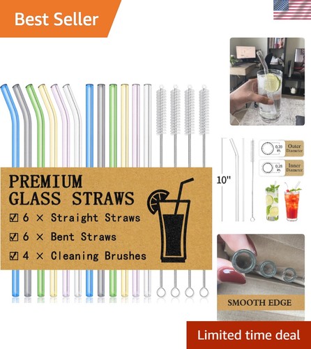 Rainbow glass straws set - ,