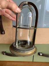 Vintage Brass Bulkhead Light With Original Glass Made In England Boat Ship