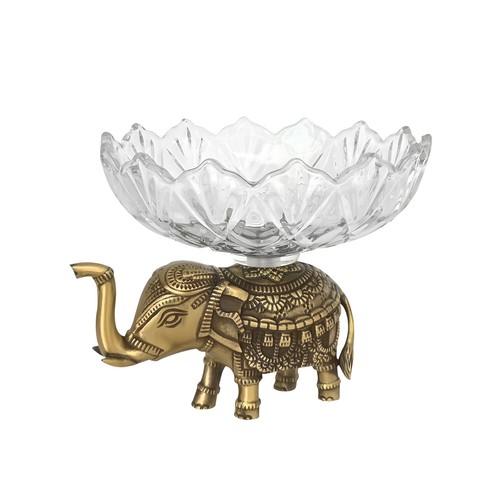 Glass bowl with metal base - bowl,