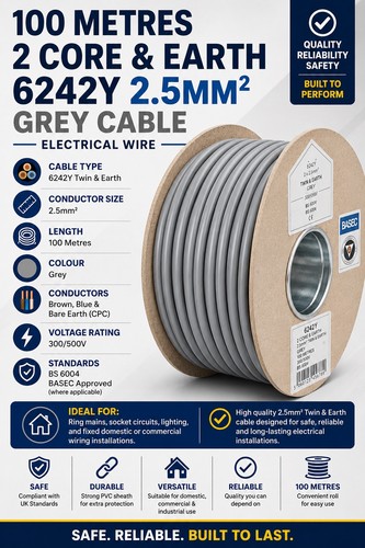 5mm twin earth cable 6242y - 2.5mm,