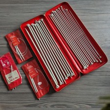 Vintage Aero Metric Knitting Needle Set in Case & Extras - Made in England
