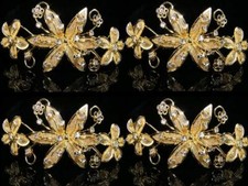 4 QTY Prom Wedding Flower Girl Crystal Gold  Plated Tiara Comb Bridesmaid TC038g