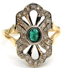 18CT GOLD EMERALD DIAMOND RING