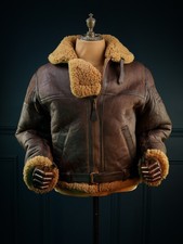 Men's B-3 Jacket WW2 US Navy RAF Aviator Flying Irvin Fur Shearling Real Leather