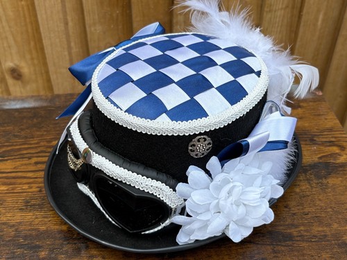 Black blue white top hat - black,