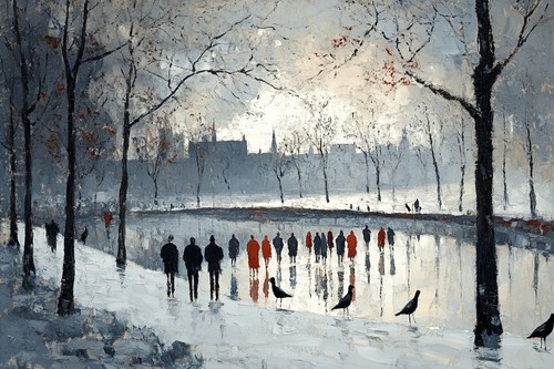 Lowry style canvas - canvas, picture