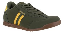 Lambretta Tackle Mens Khaki/Gold Smart Lace Up Retro Trainers