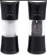 Cole & Mason Harrogate Salt Pepper Mill Grinder Set Black Classic SHELF WARE
