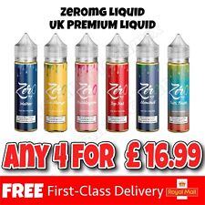 Zer0mg x 4 bottles e liquid ELiquid Vape Juice Flavour | 60ml | 0mg 70 30 VG PG 