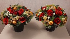 2 x Artificial Flower Christmas Grave/Cemetery Pots