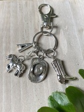 Western, cowboy, cowgirl, boot, hat, horse, personalised initial keyring