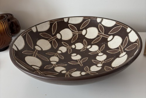 Large brown and - white, ceramic