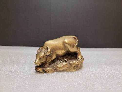 Vintage brass bull - brass,