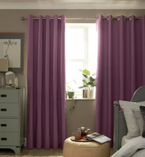Habitat Plain Blackout Eyelet Curtains Plum 117x183cm Polyester Cotton One Pair