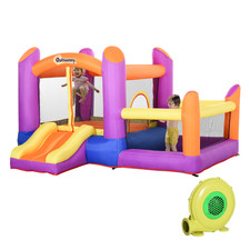 Multicolor Oxford Inflatable Bouncy Castle Slide & Pool w/ Blower 280x250x170cm
