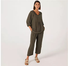 BNWT Kim & Co Crinkle Poplin Tunic  Silver Sage  Size 3XL