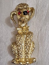 Vintage Textured Gold Tone Dog