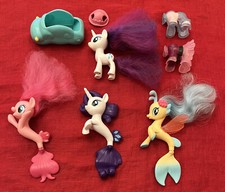 My Little Pony Toy & Acessories Bundle: 3 Seaponies, Rarity with Dresses & Hat.