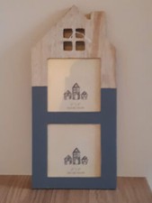 Shabby chic beach hut blue and wooden photo frame