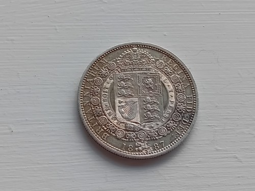 1887 silver half - crown, queen