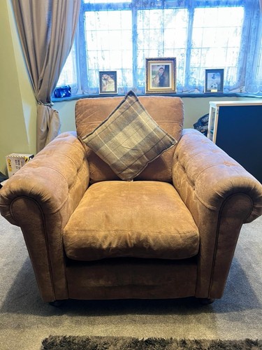 Dfs moseley brown suede arm - dfs,
