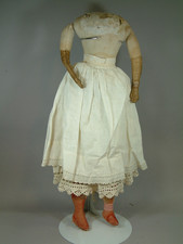 22" Antique Cloth & Leather Doll Body for China Parian Papermache with Underwear