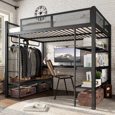 Queen Size Metal Loft Bed with