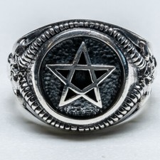 Pentagram Goat Ram Horns Ring