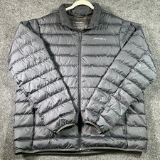 Eddie Bauer Down Puffer Jacket 2XL Tall Gray 80/20 Full Zip Lightweight Packable