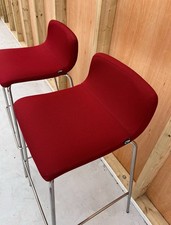 2 x Red Elite Multiply Bar Stools Sled Base Upholstered Very Good Condition