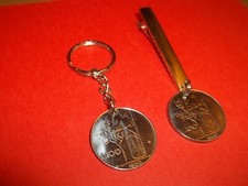ITALY 100 LIRA -  SILVER PENDANT KEY RING/CHAIN & NAPKIN CLIP SET - 1956 to 1987