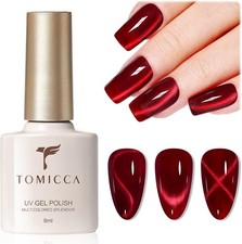 Cat Eye Gel Nail Polish, Holographic Dark Red Magnetic Gel Polish, Soak off UV L