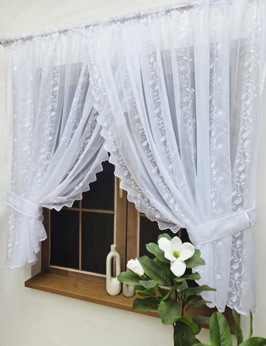 White voile curtain - white,