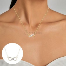 Gold Infinity Love Pendant Cubic Zirconia 18ct Gold Plated Cable Chain Necklace
