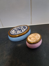 Vintage Framecraft Trinket Box Porcelain Handmade Pressed Flower Lid Boxed Gift