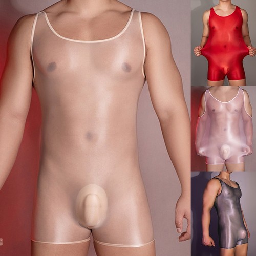 Men sleeveless shiny leotard - men's,