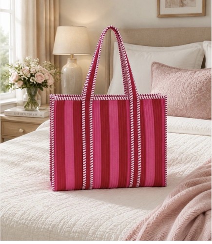 Handmade cotton quilted pink - cotton,