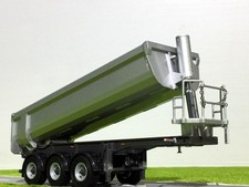 halfpipe tipper trailer 3 axle in silver WSI truck models 03-2000  , 1:50 scale
