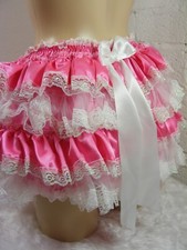ADULT BABY SISSY CERISE PINK SATIN ALLROUND DIAPER COVER PANTIE BLOOMER LINGERIE