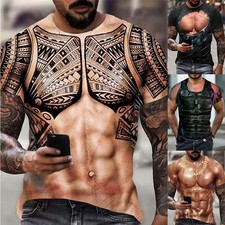 M~3XL Mens 3D Muscle Tattoo